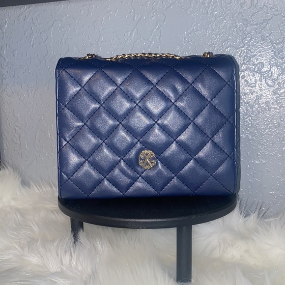 CHRISTIAN LACROIX BLUE QUILTED CHAIN PURSE - Picture 2 of 9